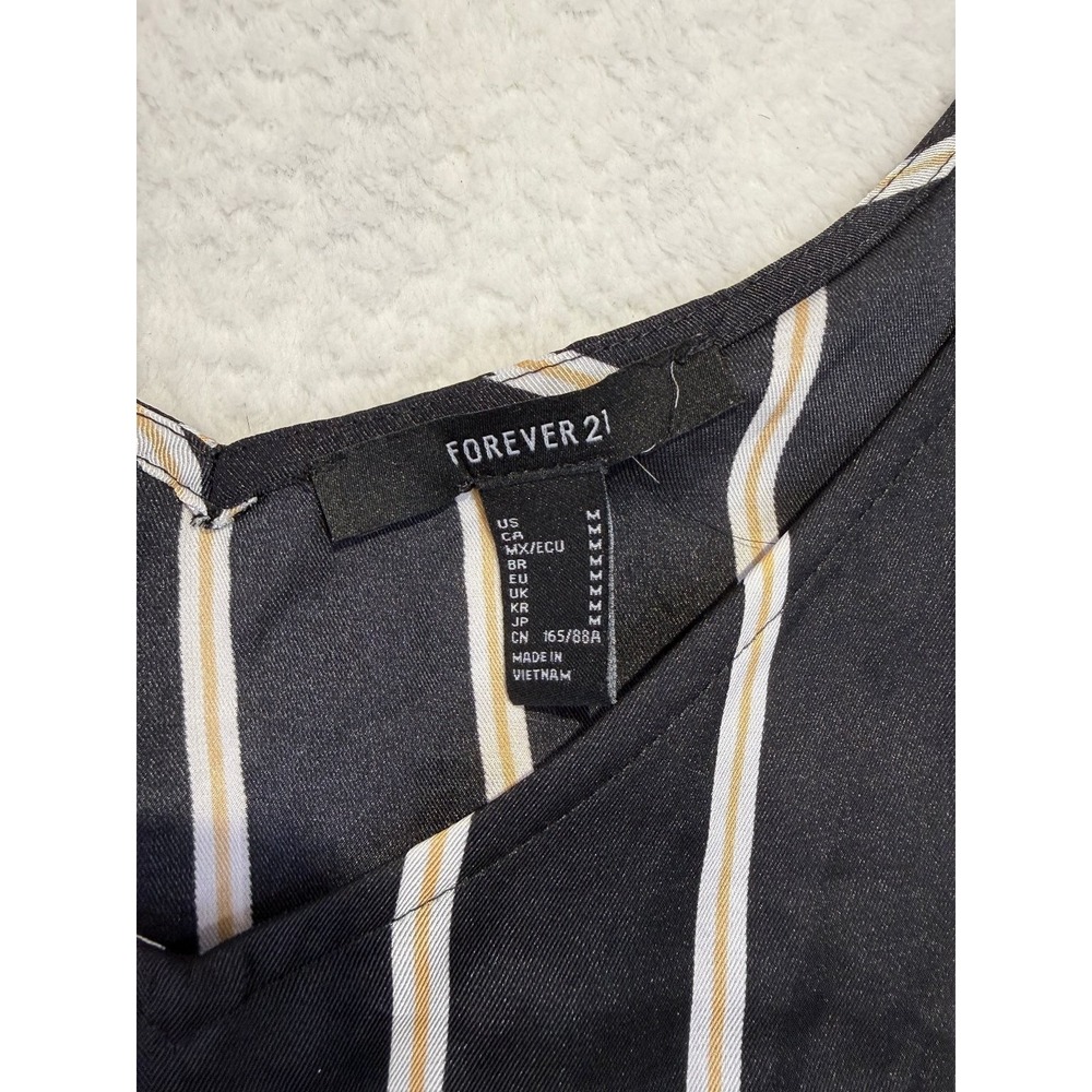 Forever 21 M Striped Crop Tank Y2K Streetwear Casual Minimalist Top Tie Front - Picture 3 of 4